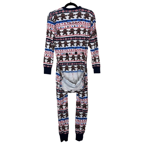 Lazy One Sweet Cheeks Drop Seat Open Back Cotton Gingerbread One Piece Pajamas S - Picture 8 of 10